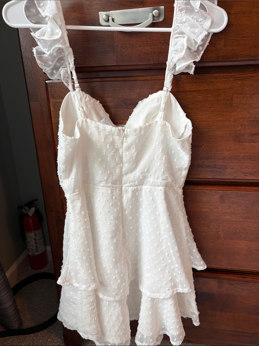 White Ruffled Mini Dress, XS - Picture 3 of 4